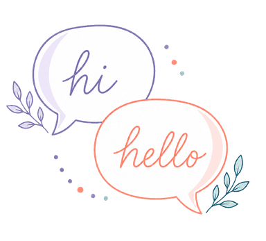 Two speech bubbles saying hi and hello